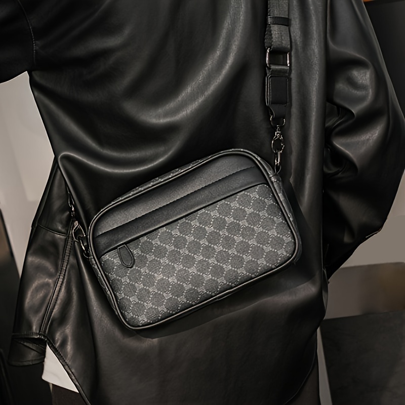 Camera Bag Travel - Men Classic Print PU Crossbody Camera