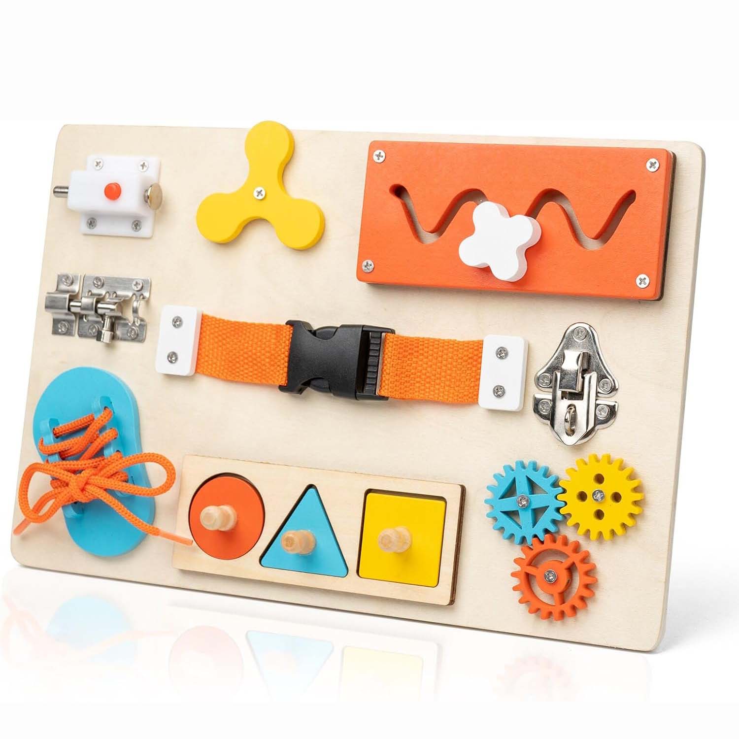 Travel Accessories For Toddlers - Montessori Busy Board for Toddlers Wooden