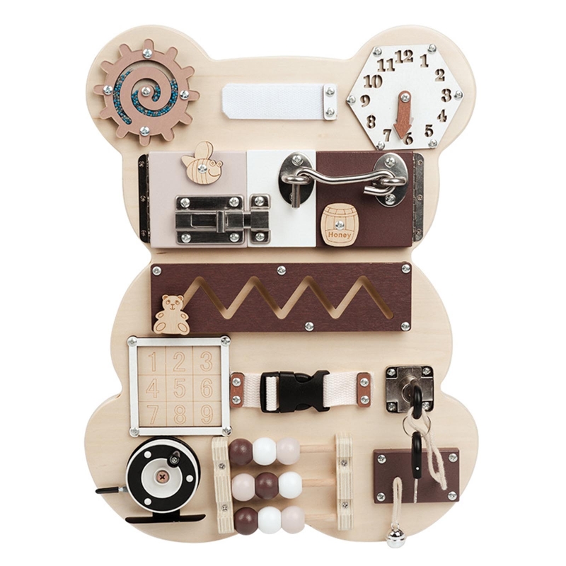 Travel Accessories Baby - Montessori Activity Board Toy Bear Busy
