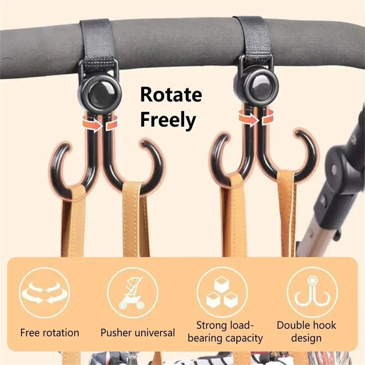 Rotatable Double Hooks Baby St - Travel Accessories Baby ulasan dan harga