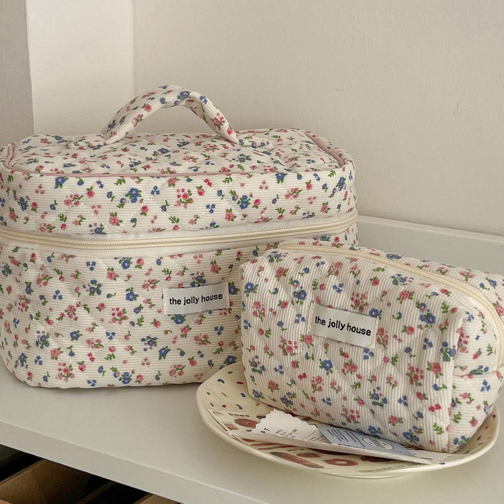 Vintage Floral Quilted Makeup  - Travel Accessories Box ulasan dan harga