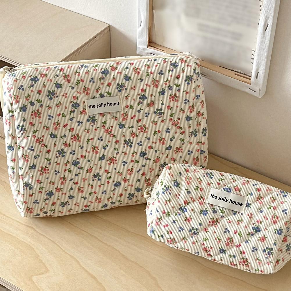 Vintage Floral Quilted Makeup  - Travel Accessories Box ulasan dan harga
