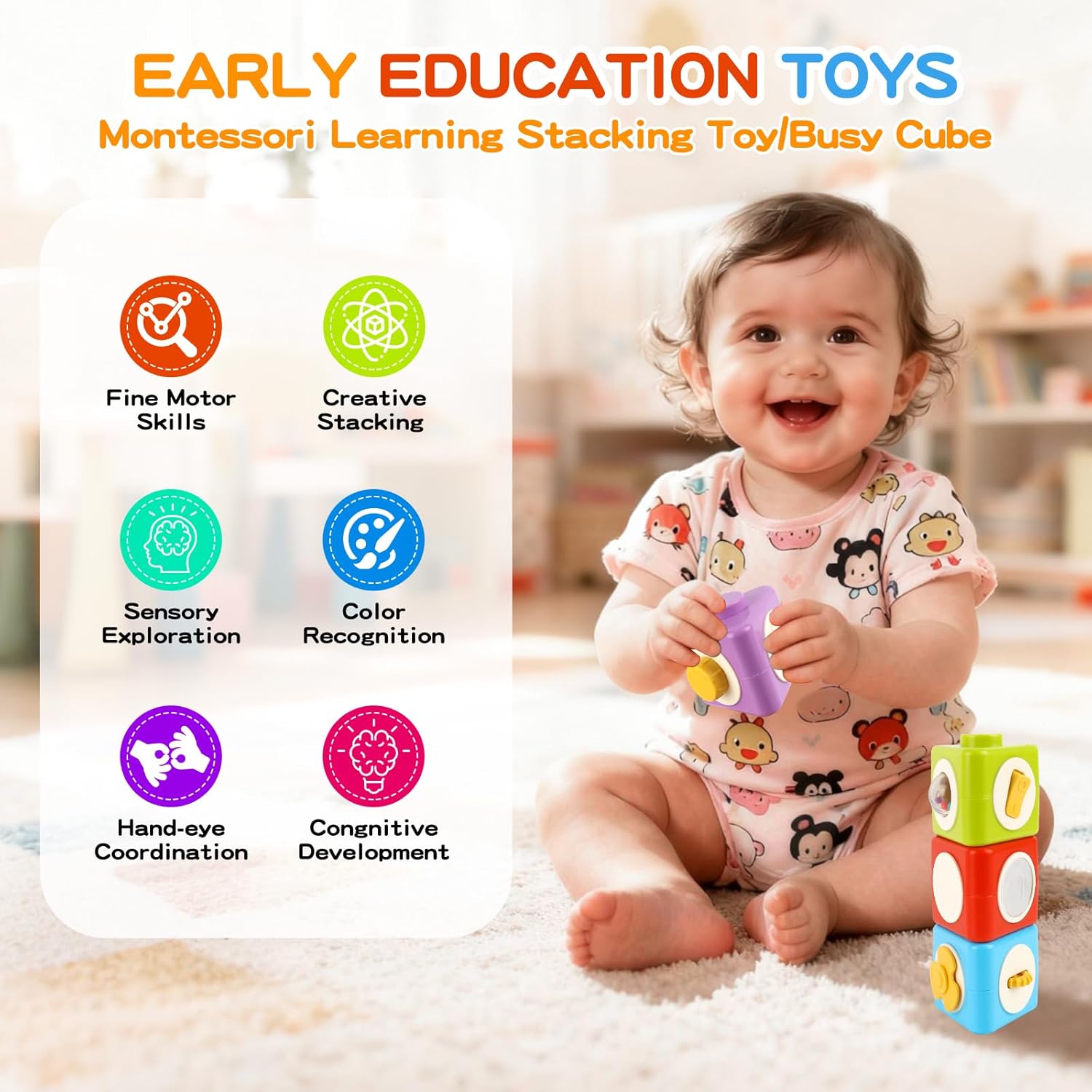 Montessori Activity Cube Busy  - Travel Accessories For Toddlers ulasan dan harga